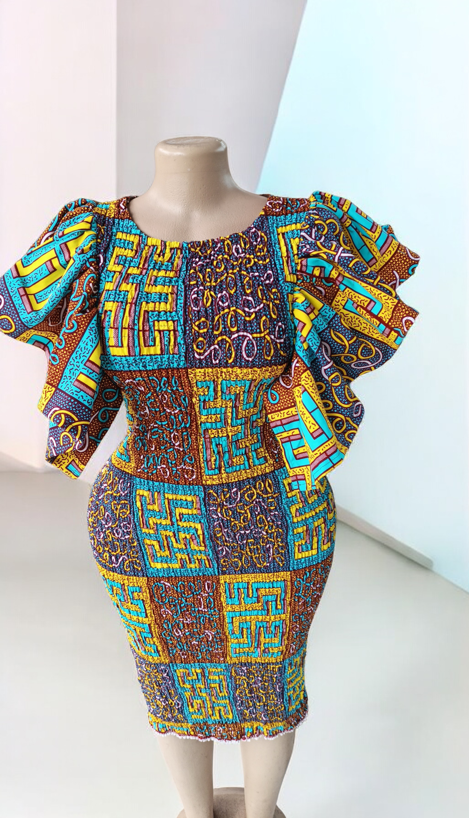 robe élastique en pagne